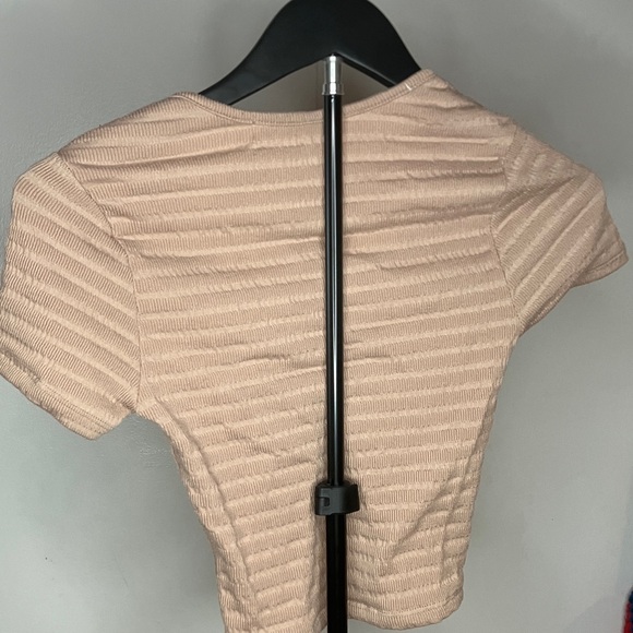 Tan Ribbed V-Neck Top - Picture 3 of 3